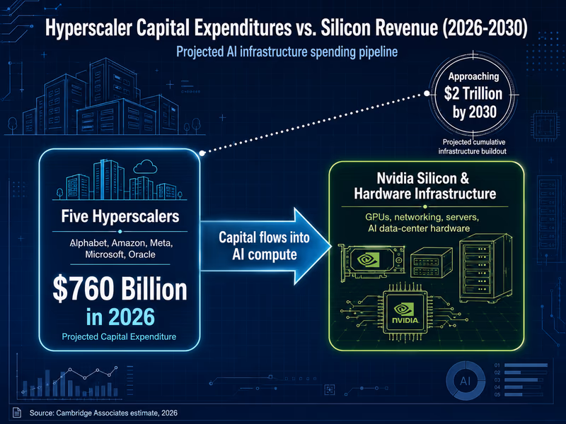 A clean flow diagram showing 'Hyperscaler Capital Expenditures vs. Silicon Revenue (2026-2030)'.