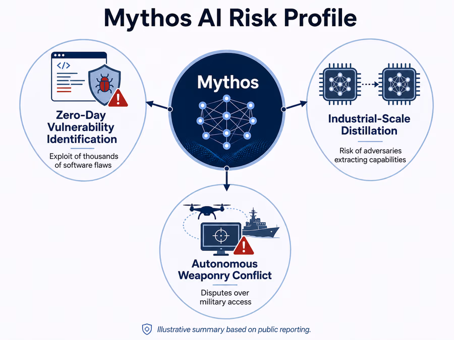 Diagram of the 'Mythos' AI Risk Profile.
