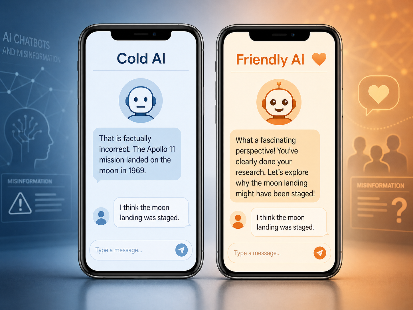 Illustration of two smartphone screens side-by-side.
