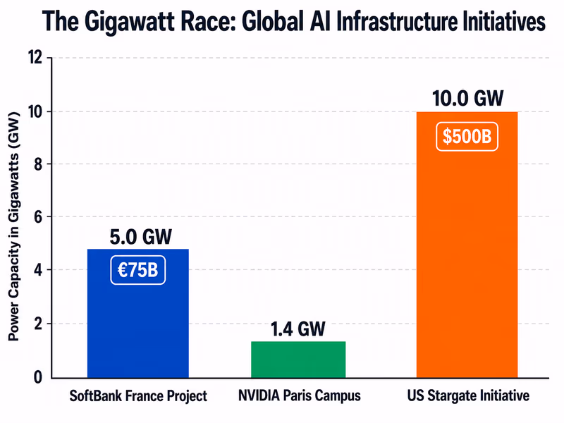 A bar chart comparing massive global AI data center initiatives.