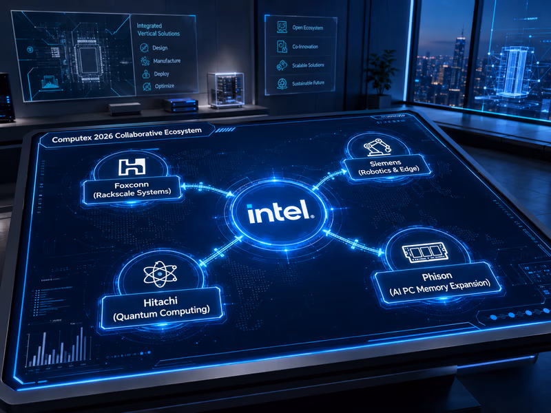 An illustration showcasing Intel's collaborative ecosystem at Computex 2026.