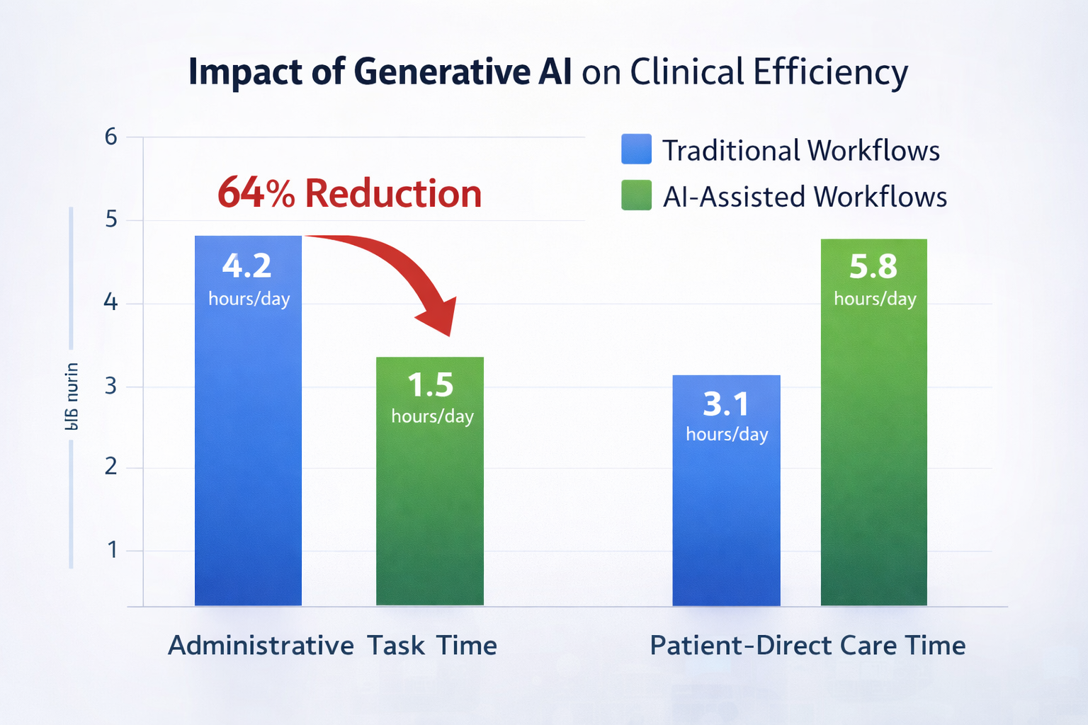 A bar chart comparing traditional workflows vs. AI-assisted workflows.