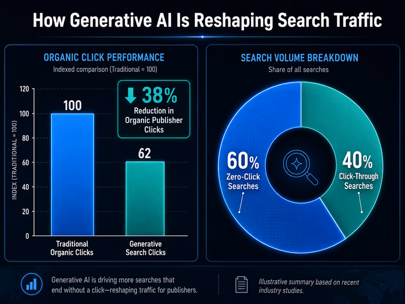 An infographic showing the impact of generative AI on search traffic