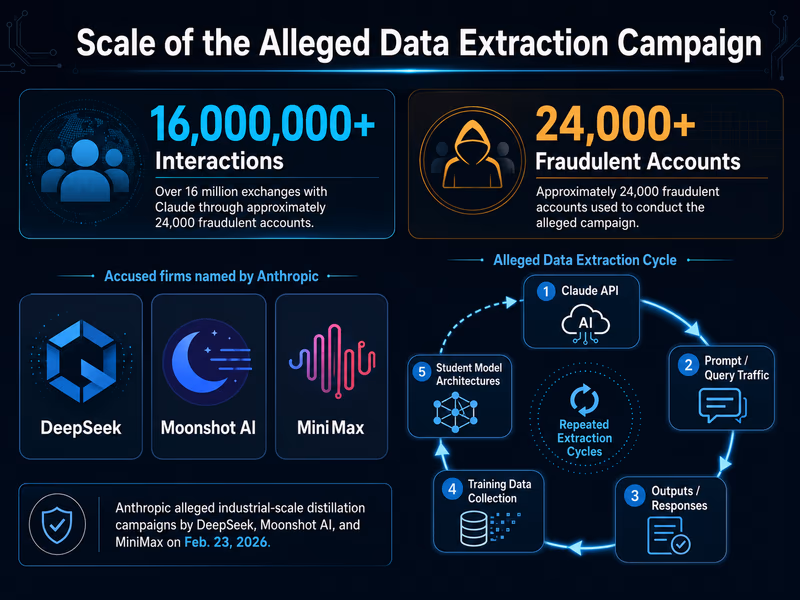 An infographic illustrating the scale of the alleged data extraction campaign.