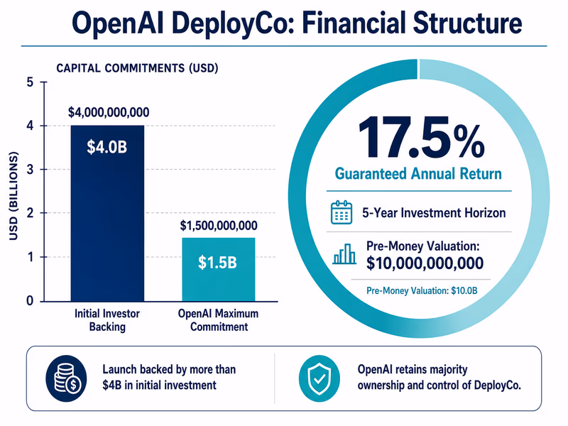 Infographic detailing the financial structure of OpenAI's DeployCo joint venture.