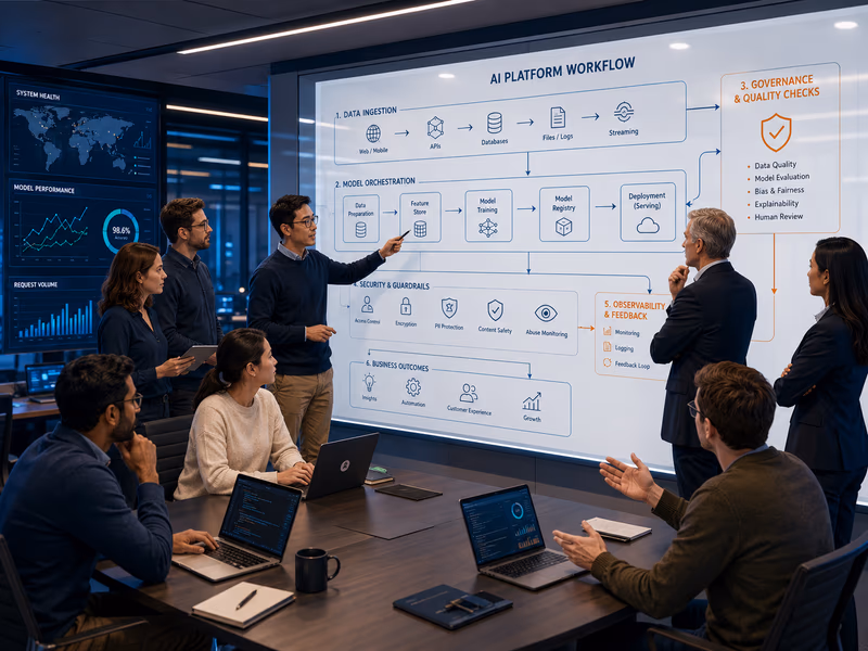 An illustration of Forward Deployed Engineers (FDEs) collaborating inside a client's command center.