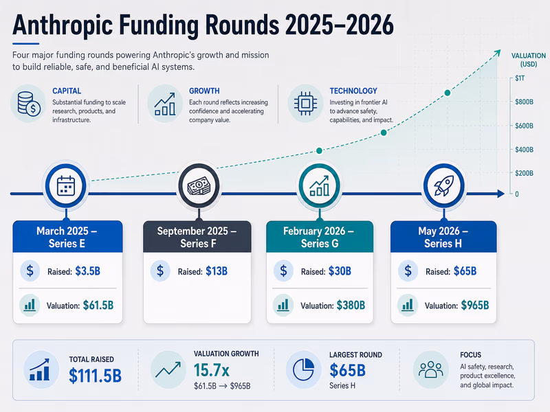 Infographic timeline of Anthropic funding rounds
