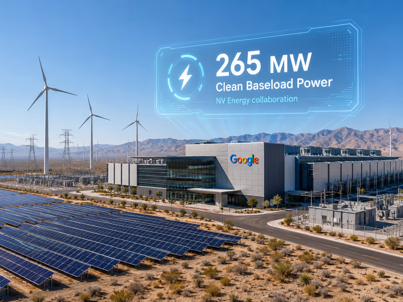 A conceptual illustration representing the massive scale of Google's AI data center power needs.