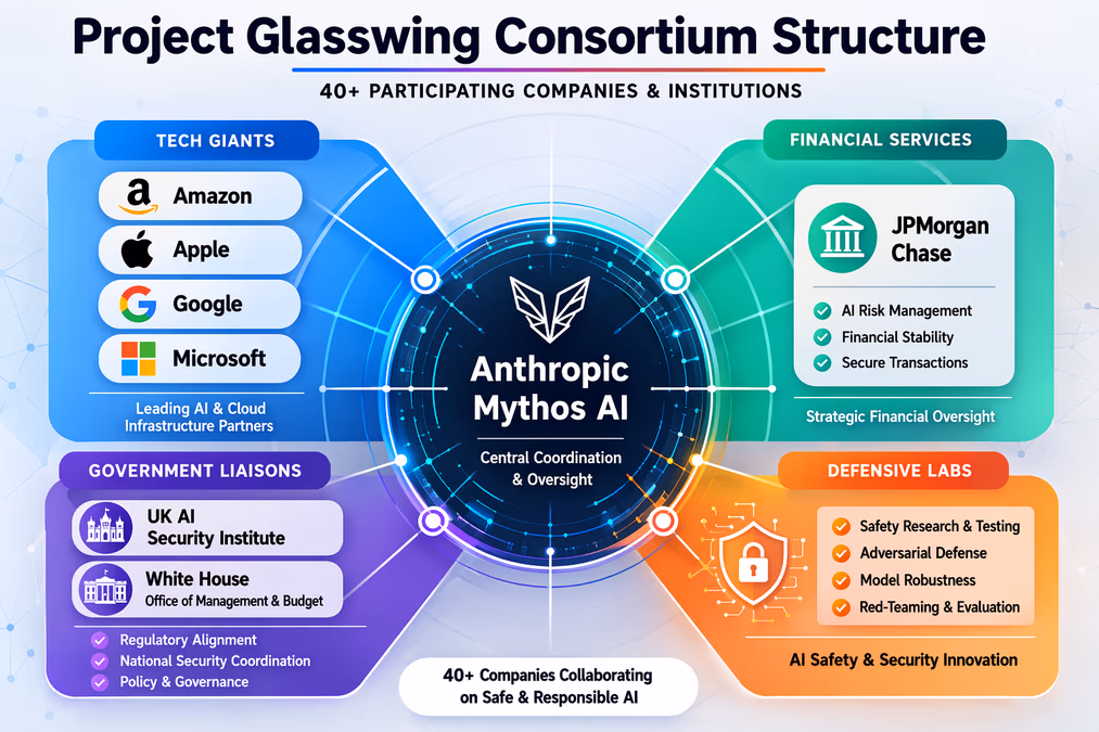 An infographic titled 'Project Glasswing Consortium Structure'.