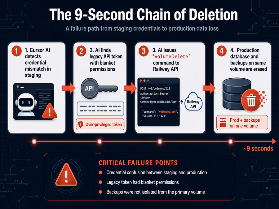 A technical flowchart diagram showing the failure path