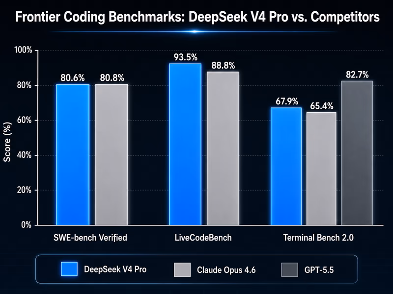 Comparison bar chart showing coding performance benchmarks.