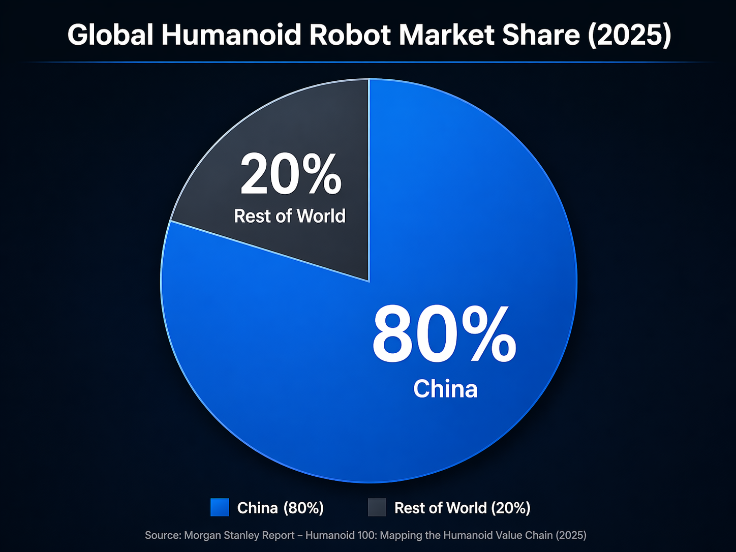 A pie chart infographic titled 'Global Humanoid Robot Market Share (2025)'.