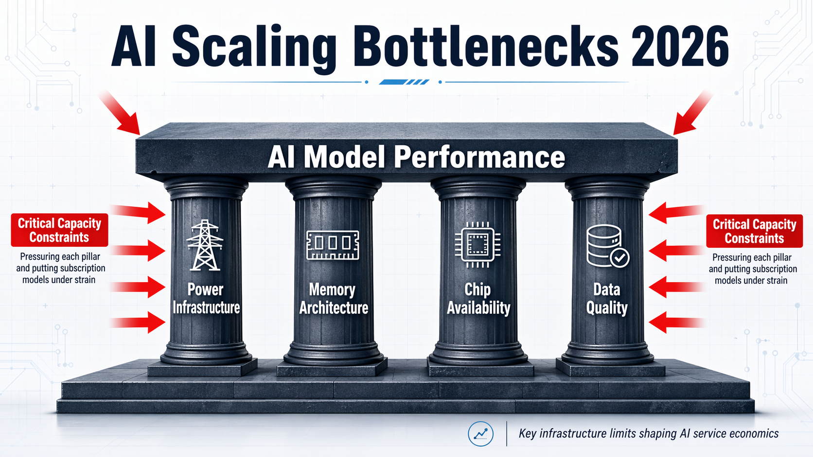 A technical diagram titled 'AI Scaling Bottlenecks 2026'.
