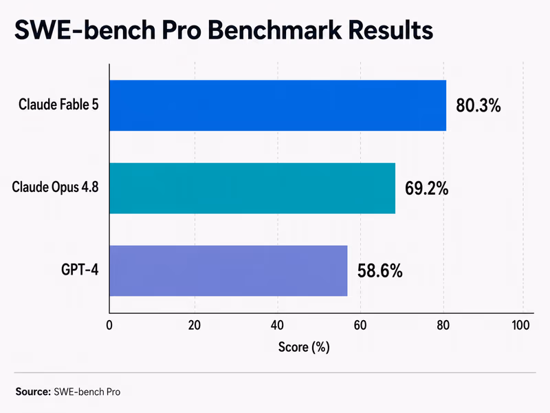 Infographic illustrating the SWE-bench Pro benchmark results for three models