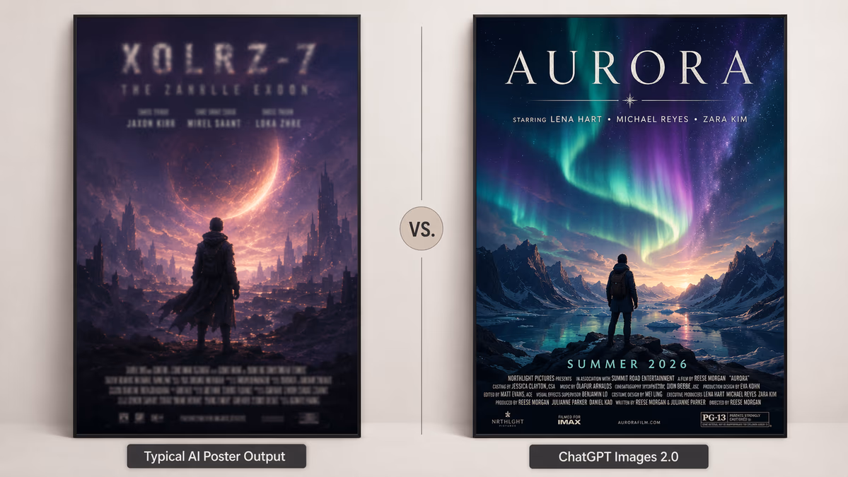 An illustration showing a side-by-side comparison of AI image capabilities
