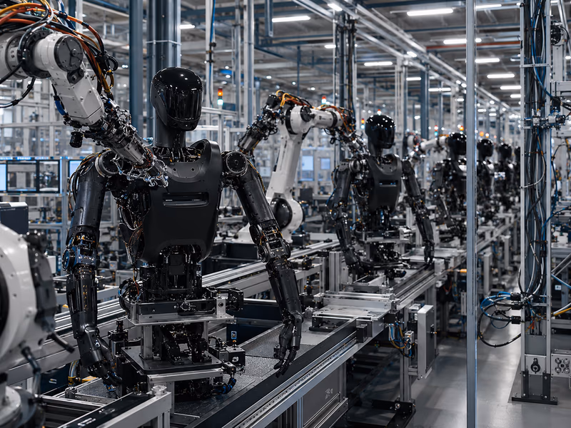A image of a state-of-the-art robotic assembly line inside a Foundation Future Industries manufacturing facility.